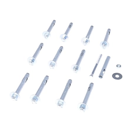 Vestil Sleeve Anchor, 1/2" Dia., 4" L, Steel Zinc Plated, 12 PK AS-124-12PK